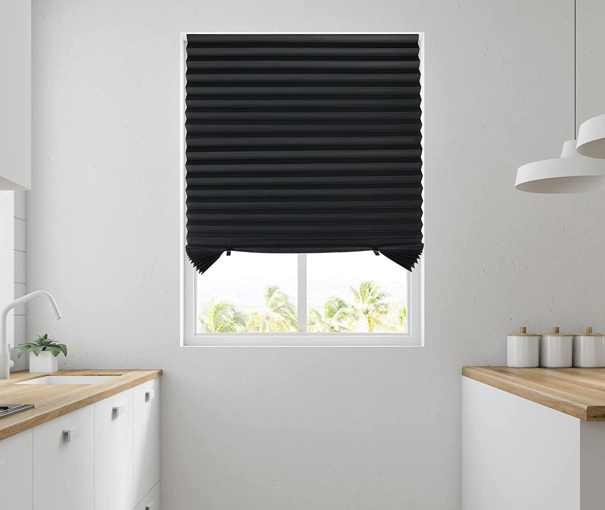 Mirrotek Pleated Window Paper Shades Room Darkening Blinds Black 36" x 69" (Pack of 6 Temporary Shades)
