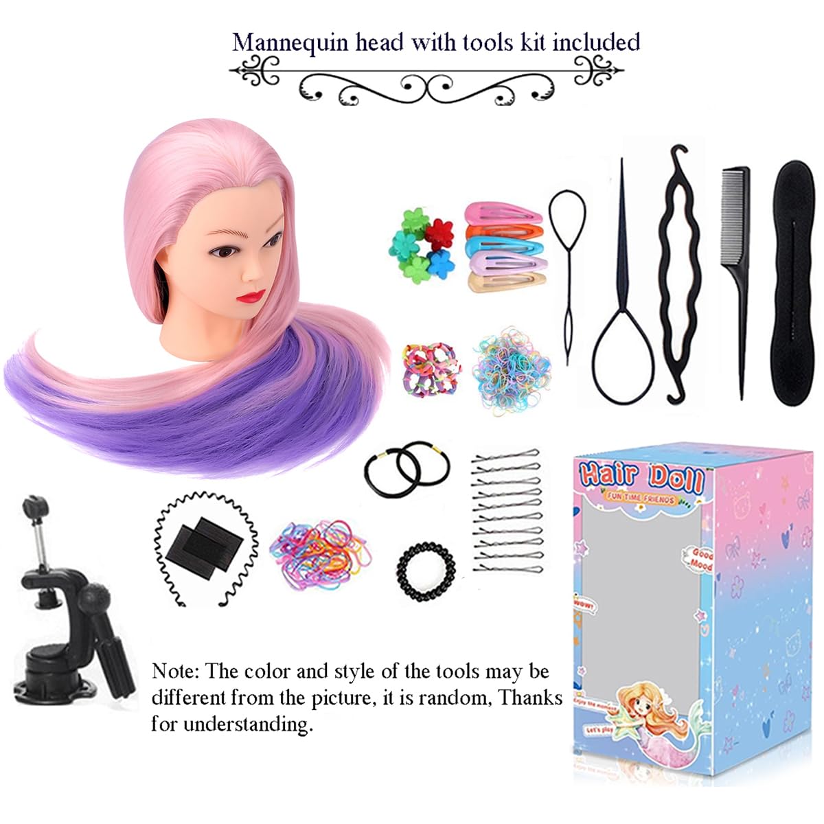 29-Inch Pink & Purple Synthetic Training Head with Clamp