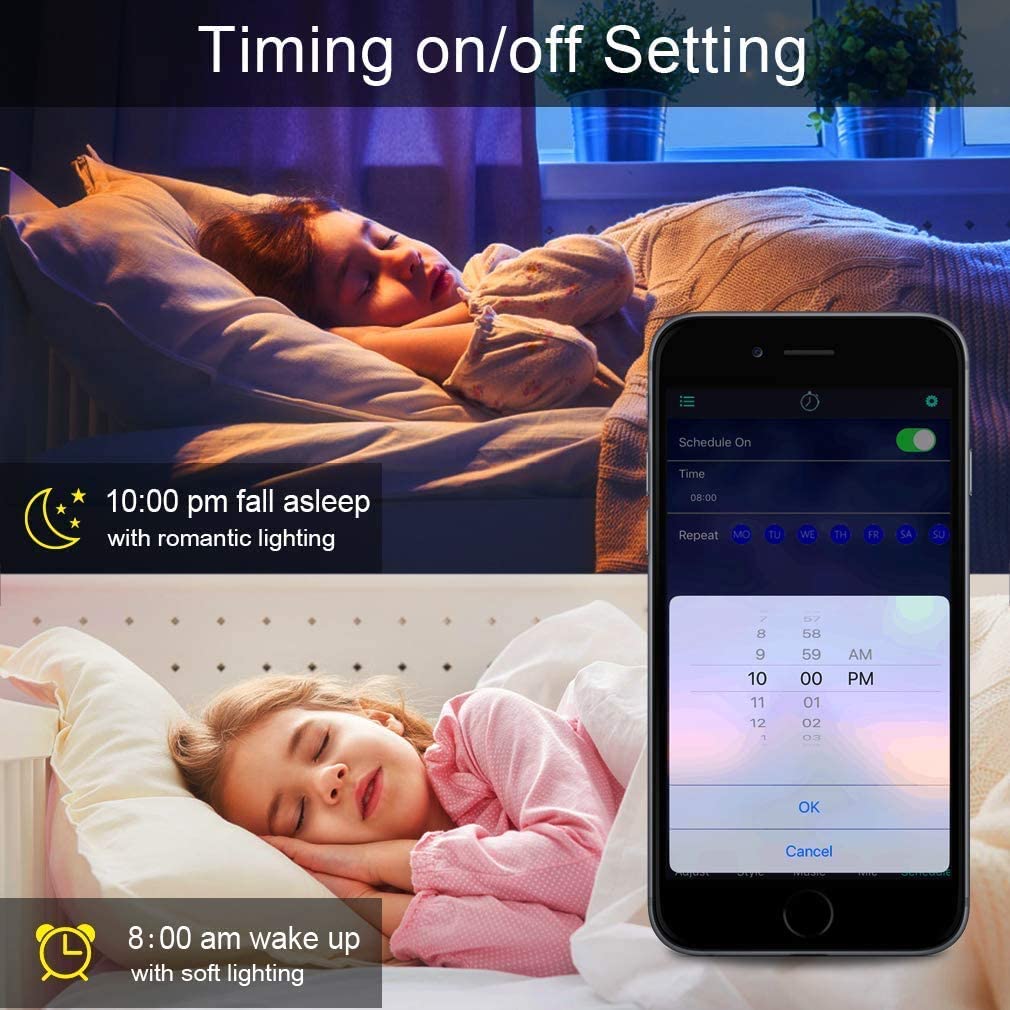 Bluetooth LED Strip Lights Music Sync, Waterproof 5m 5050 RGB 150 LEDs Light Strip with APP and Remote Control, Tape Light for Bedroom, Home and Kitchen