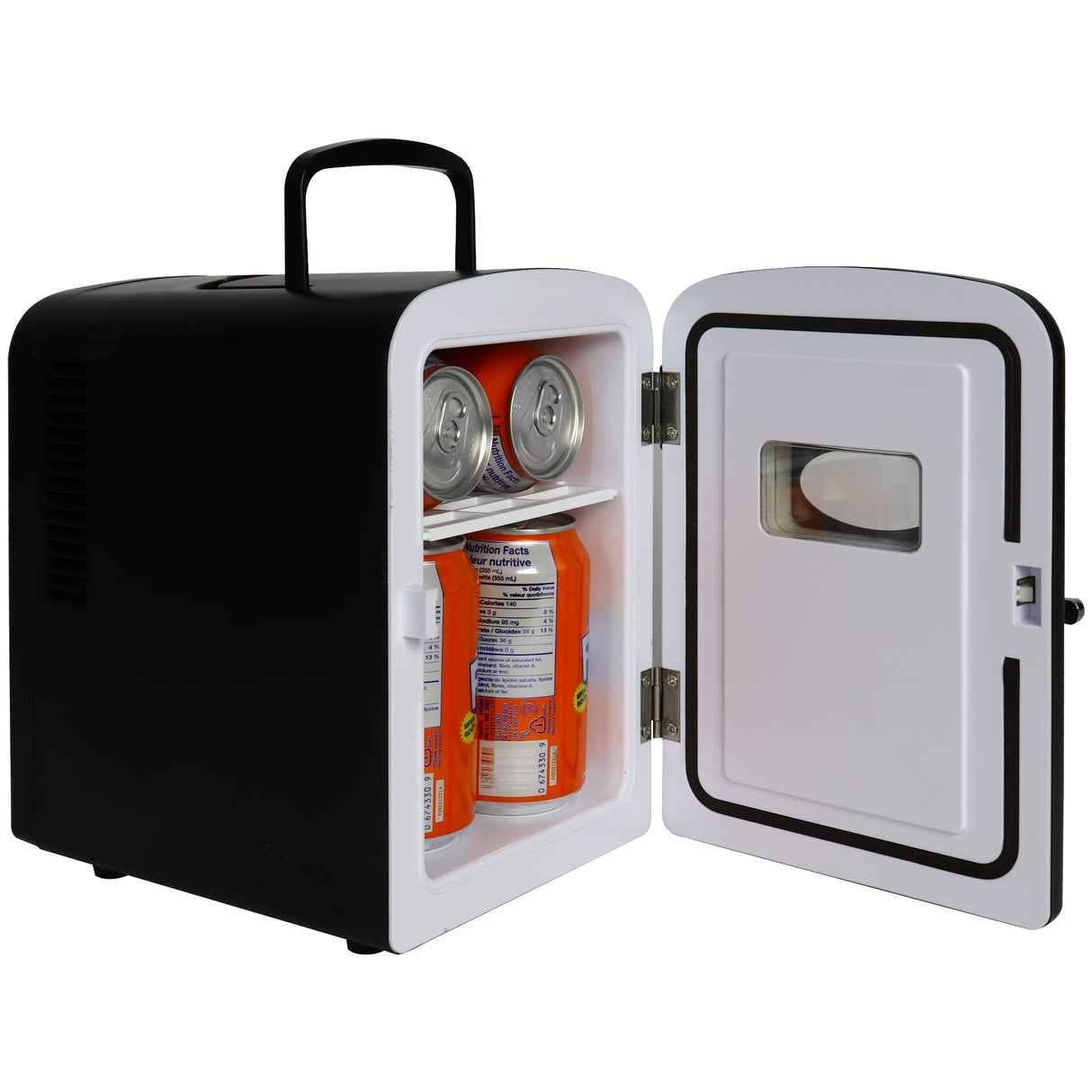 Koolatron Retro 4L 6 Can Portable Mini Fridge, Compact Car Refrigerator, Skincare Cosmetic Beauty Makeup Personal Cooler 12V and AC Cords Desktop Accessory for Bedroom Home Office Travel (Black)