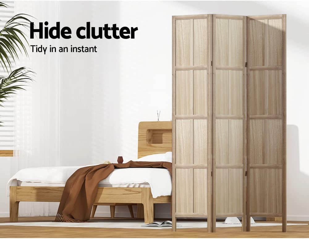Room Divider Screen Privacy Wood Dividers Stand 3 Panel Brown