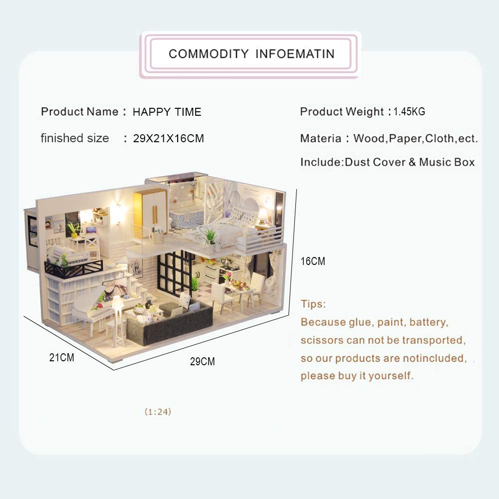 DIY Dollhouse Miniature with Furniture Kit