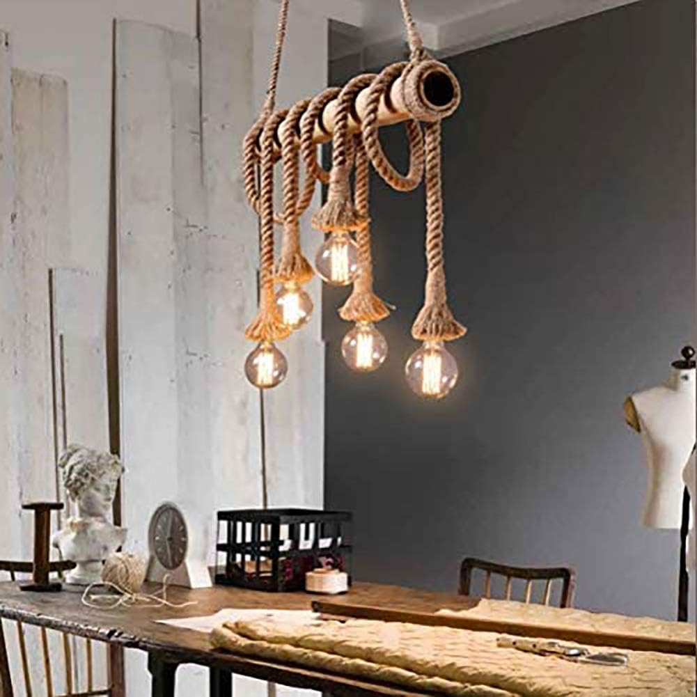 Hemp Rope Vintage Pendant Lighting Mid Century Chandelier 5 Lights Adjustable Ceiling Light Fixture for Hallway Kitchen Dining Room-Hemp Rope 5 Lights Commemoration Day