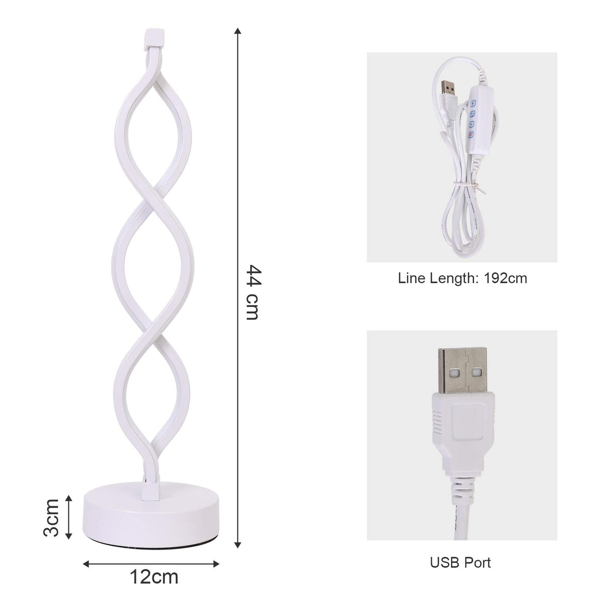 Spiral Light Lamp Dimmable LED Bedside Table Lamp