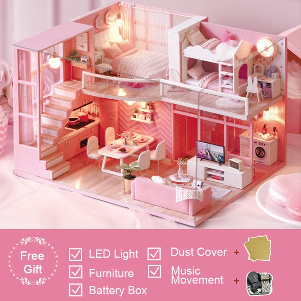 DIY Dollhouse Miniature with Furniture Kit