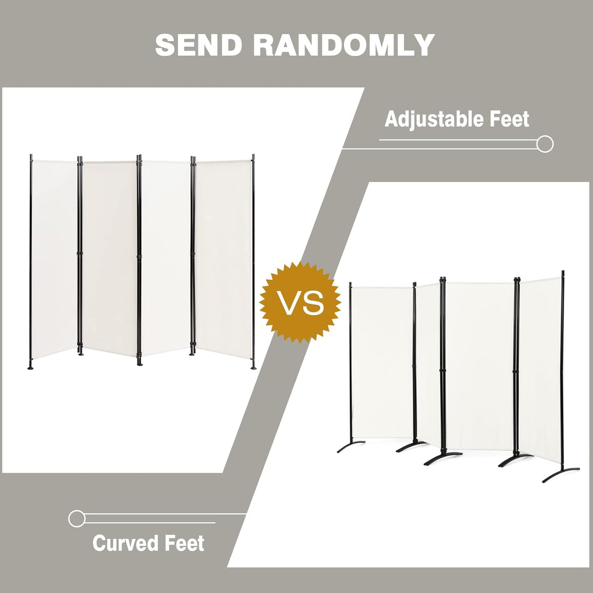 4-Panel Room Divider, Folding Privacy Screen, Portable Fabric Wall Divider and Separator w/ Steel Frame, Indoor & Outdoor Freestanding Privacy Protection for Home, Office, Patio