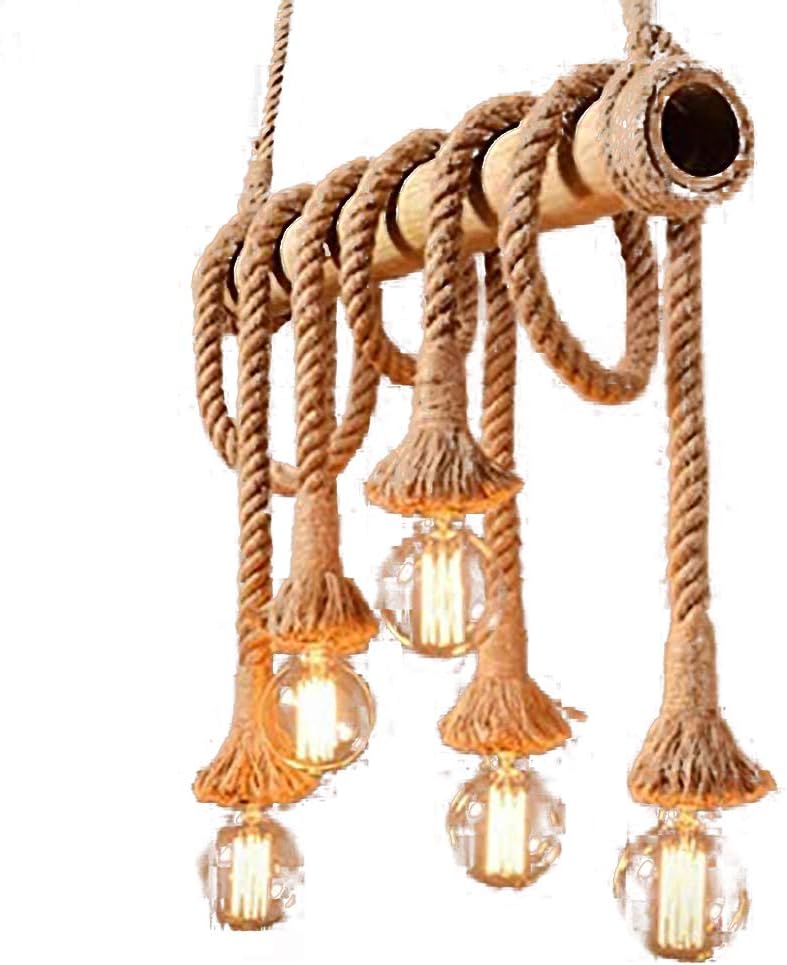 Hemp Rope Vintage Pendant Lighting Mid Century Chandelier 5 Lights Adjustable Ceiling Light Fixture for Hallway Kitchen Dining Room-Hemp Rope 5 Lights Commemoration Day