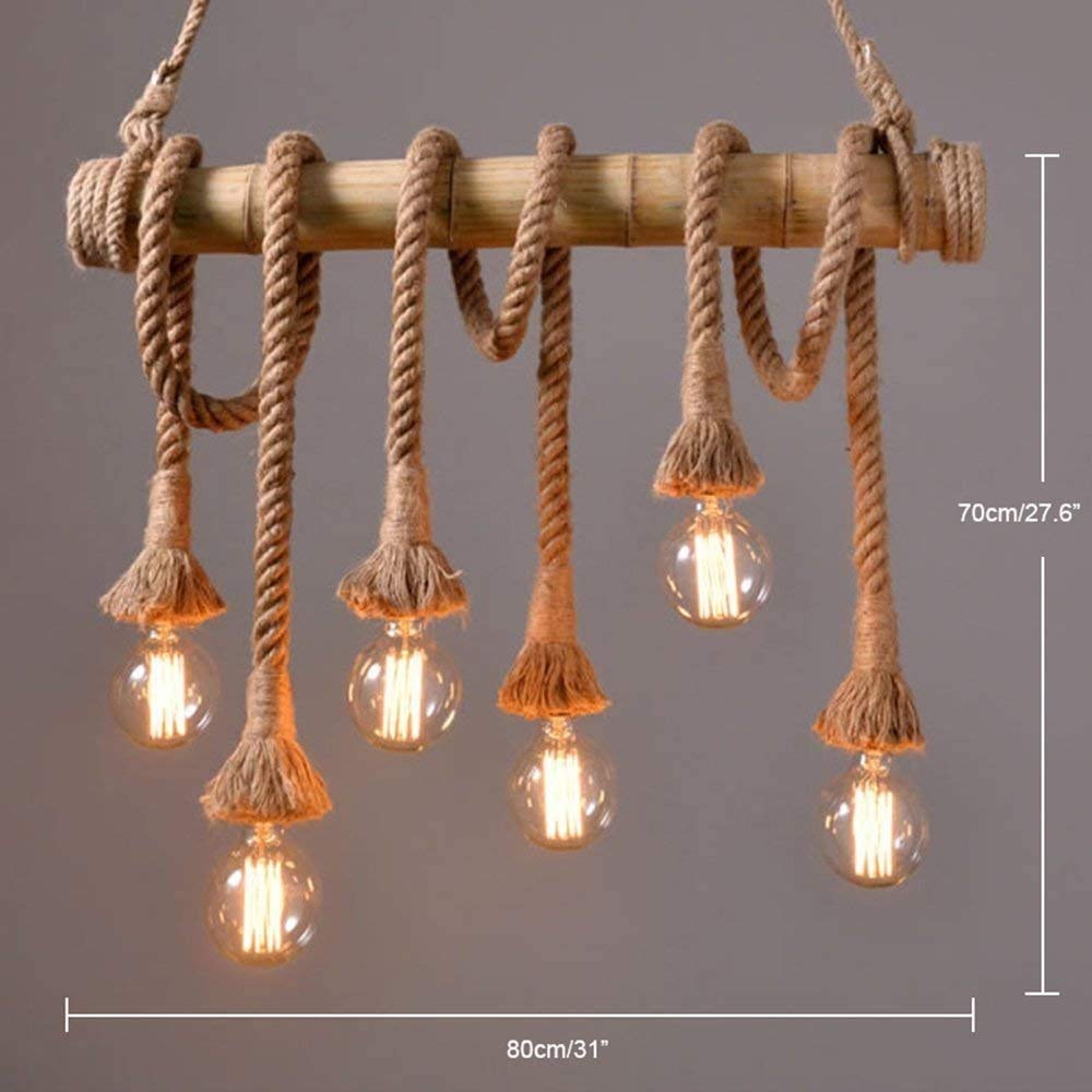 Hemp Rope Vintage Pendant Lighting Mid Century Chandelier 5 Lights Adjustable Ceiling Light Fixture for Hallway Kitchen Dining Room-Hemp Rope 5 Lights Commemoration Day