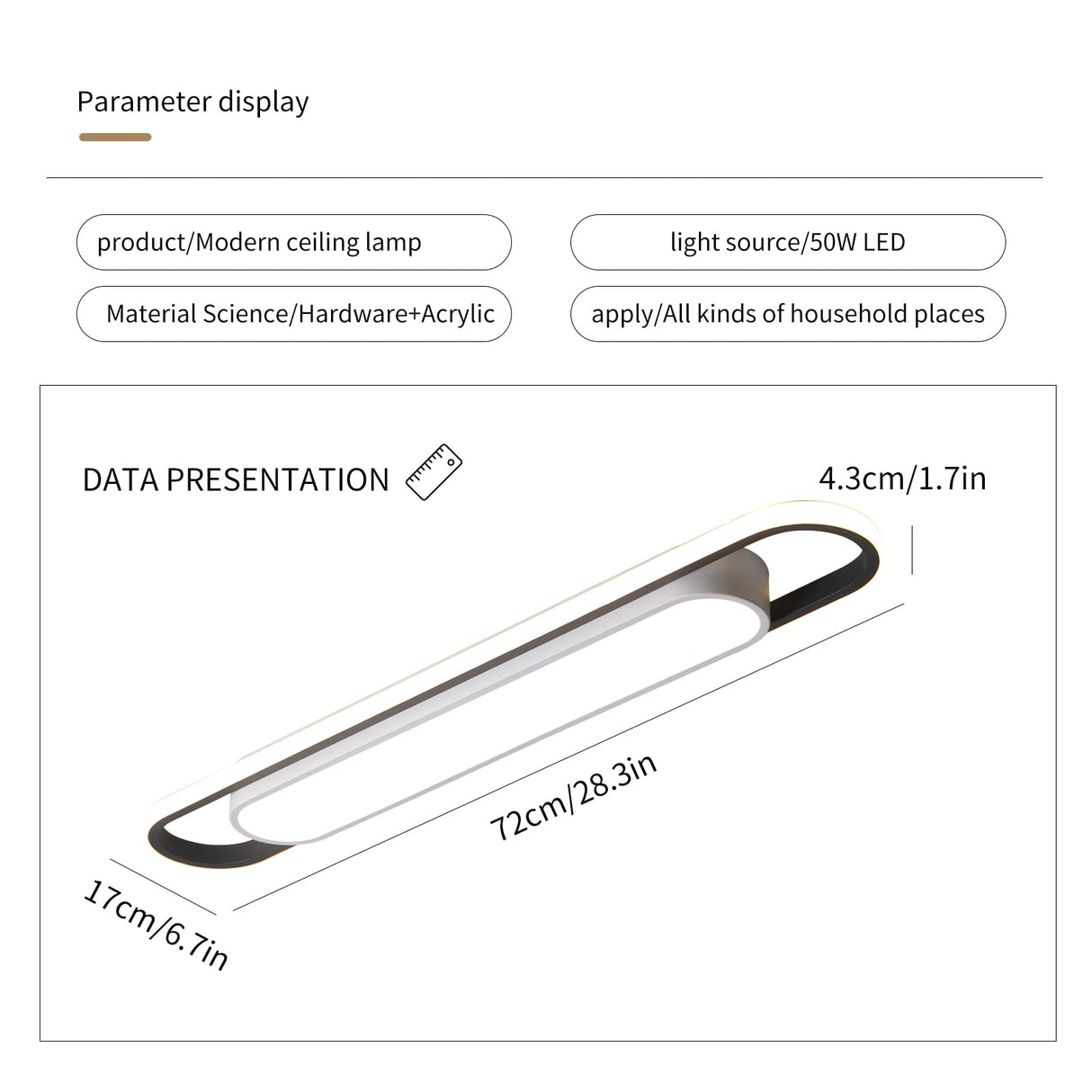 Modern LED Ceiling Light,28.3" Flush Mount Ceiling Lamp,50W Dimmable Metal Ceiling Chandelier Lighting Fixture for Living Room Bedroom Dining Room Office Hallway Aisle