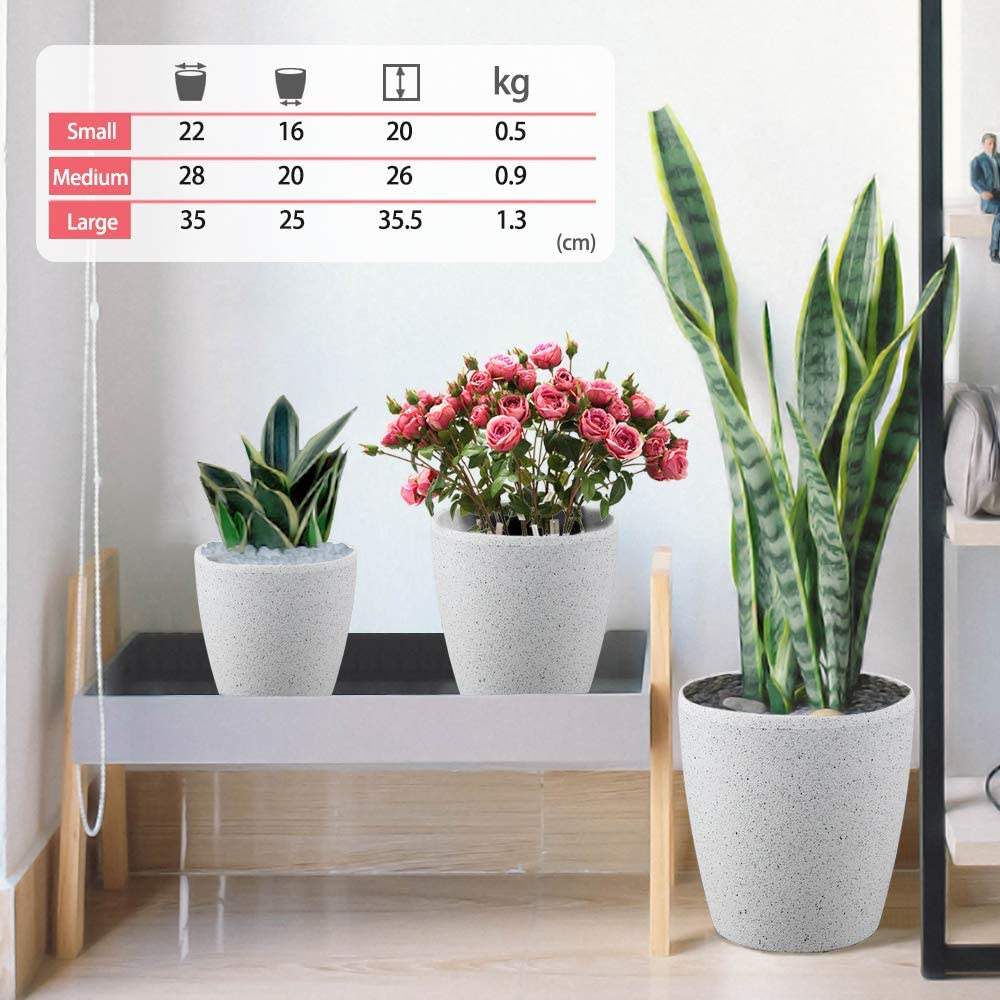 Garden Resin Planter Sandstone Touch Set of 3