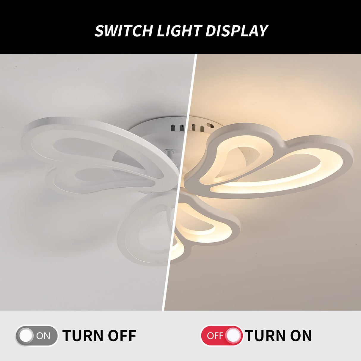 Modern LED Ceiling Light,Dimmable Acrylic Flush Mount Ceiling Lamp,3 Petals Metal Flower Shape Chandelier Lighting Fixture for Living Room Bedroom Kitchen Office Dining Room