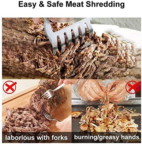 Bear Claws, Meat Shredder Claws Food-Grade Stainless Steel Turkey Lifter with Wooden Handle for Carving Shredding Lifting (1 Pair Annatto Color)