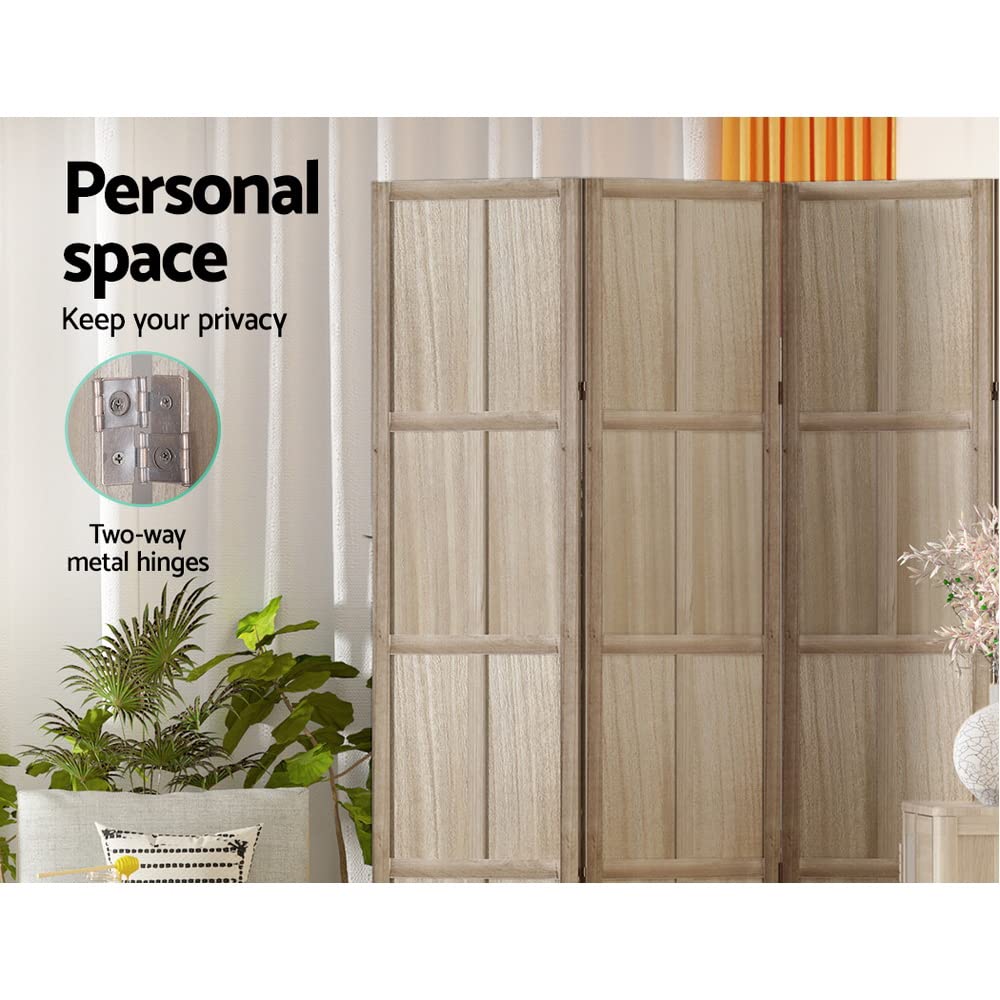 Room Divider Screen Privacy Wood Dividers Stand 6 Panel Brown