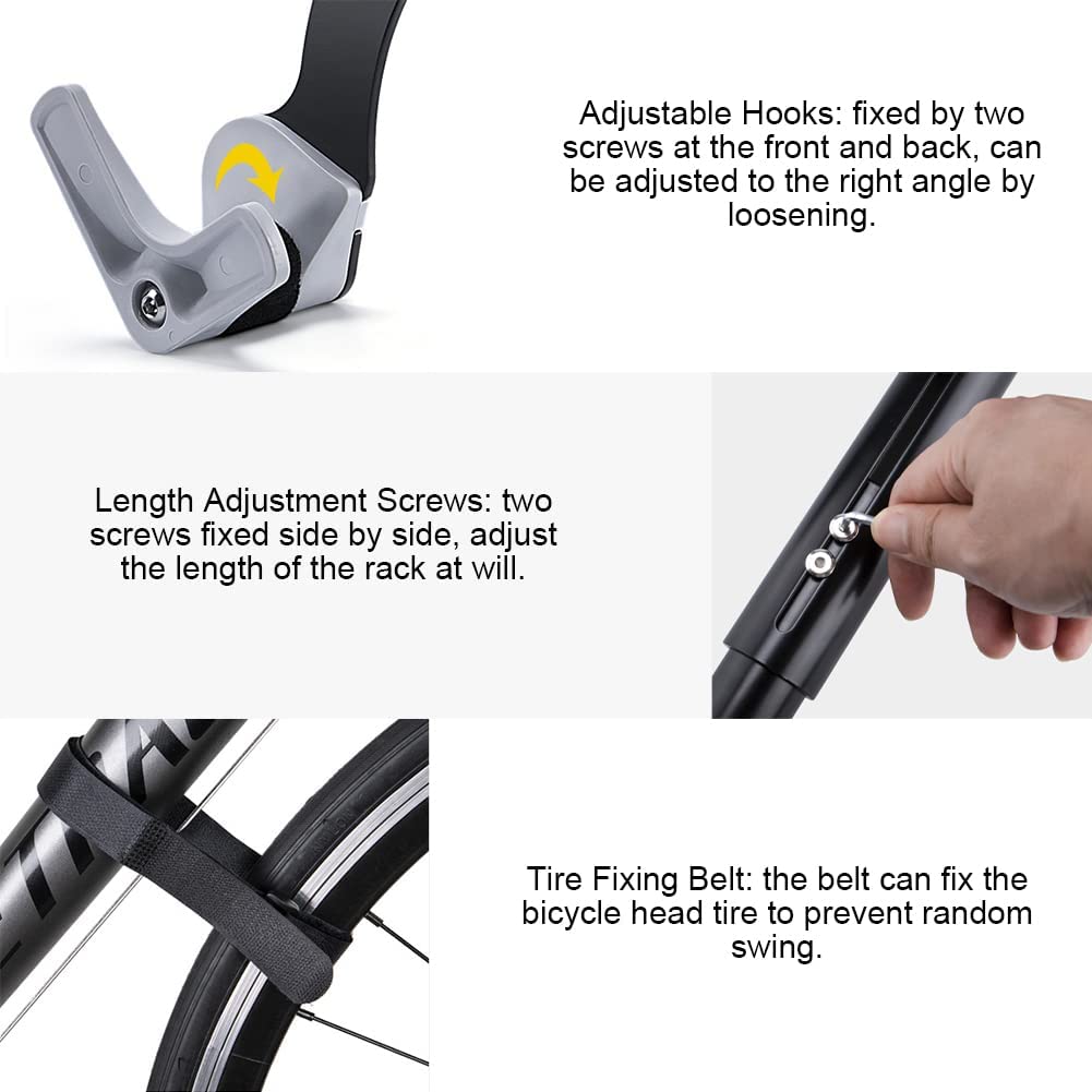 Bike Wall Mount - Horizontal Storage Rack for Hanging Bicycles Indoor Bike Storage Rack Hooks, Heavy - Safe - Secure Bike Holder, Degree Adjustable Angle to Keep Your Bike Level