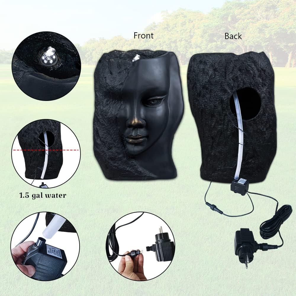 Angels and Demons Water Fountains Outdoor Indoor Garden Statue Fiberglass Decorative Fountain in Antique Brass Color 20" Height