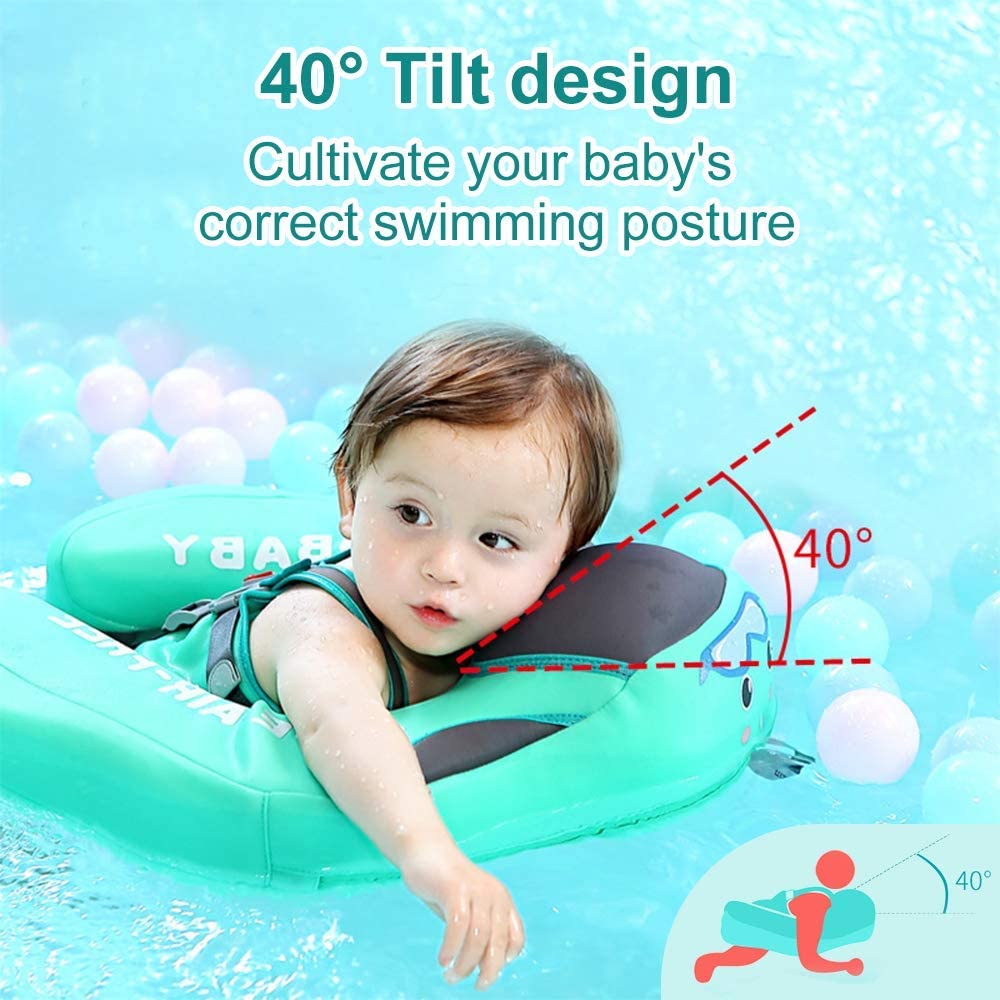 Baby Swim Float With Canopy, Non-Inflatable Solid Baby Float, Upgrade Soft Skin-friendly Fabric, With Adjustable Safety Strap, Material Infant Swim Float for Boys and Girls Compatible 13-40 Pounds Infant/Baby/Toddler