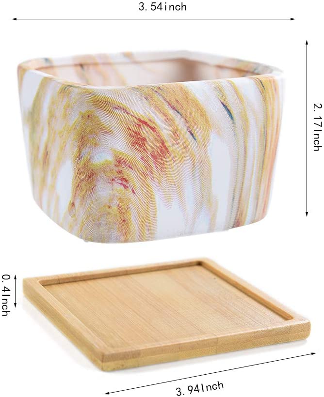 Square Marbling Ceramic Succulent Pots