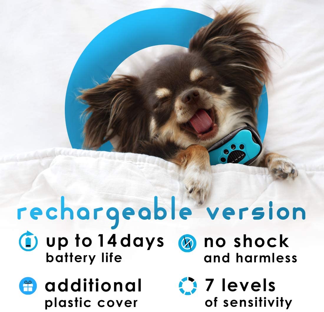 Dogrook Rechargeable Dog Bark Collar - Humane, No Shock Barking Collar w/2 Vibration & Beep Modes