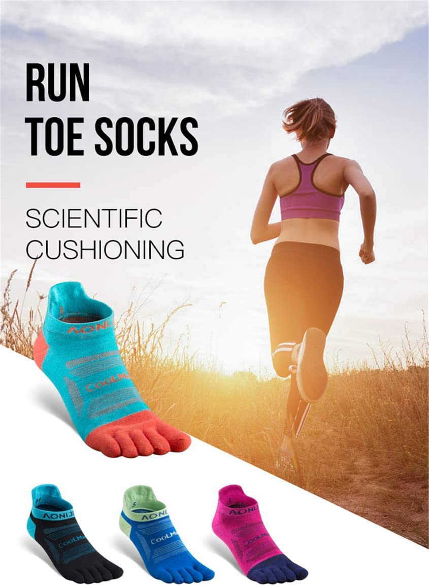 3 Pairs Five Finger Toe Socks Running Anti-Blister Sweat Wicking Quick-dry Breathable Sport Socks Crew Socks