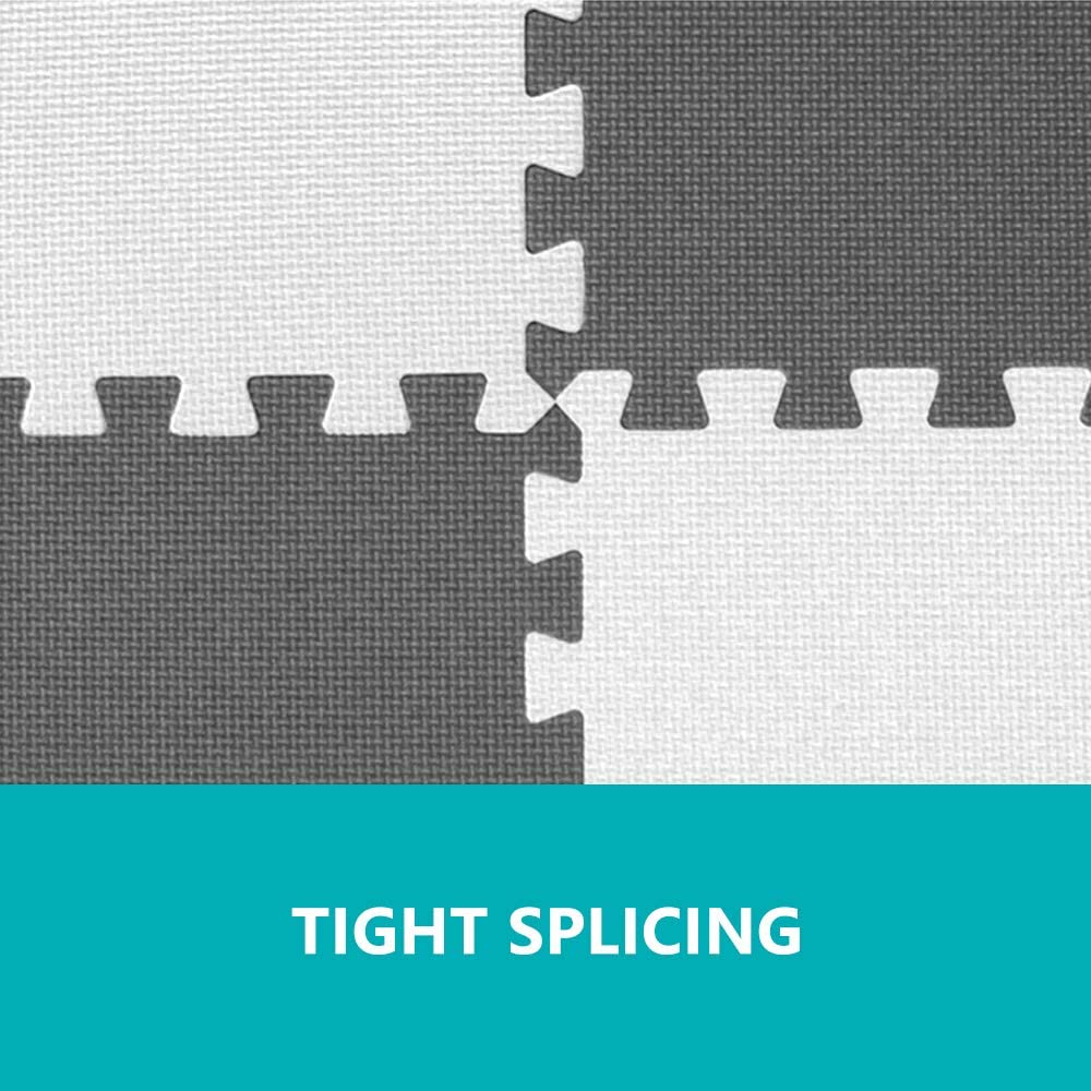 Thick Puzzle Exercise Mat 10mm with EVA Foam Interlocking Tiles, Protective Gym Flooring Mat for Exercise, MMA, Gymnastics and Home Gym (Black & White 6 Pack)