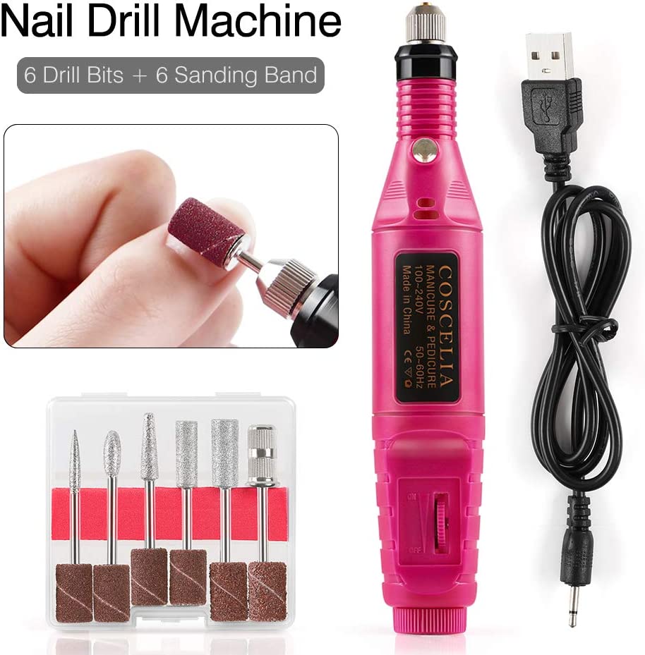 Acrylic Nail Kit with LED Nail Lamp and Electric Nail Drill Machine,Clear White Pink Acrylic Powder and Acrylic Monomer Liquid,12 Pcs Glitter Powder Nail Art Tools for Acrylic Nails