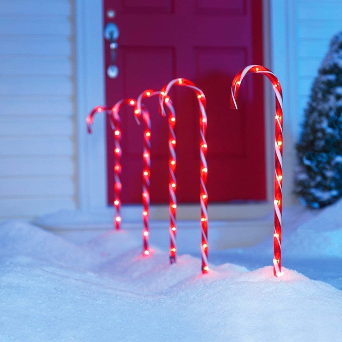 29 Inches Christmas Candy Cane Pathway Markers Set of 12 Christmas Indoor/Outdoor Decoration Lights 8 Blinking Modes