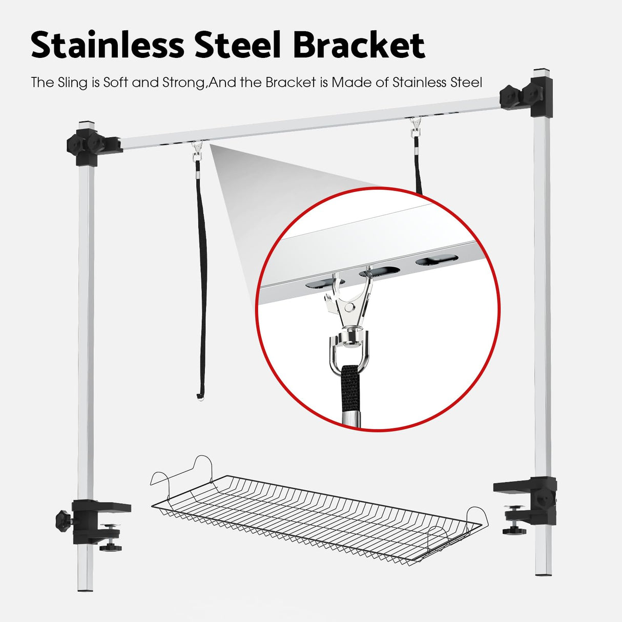 Pet Dog Grooming Table, Folding Height Adjustable Arm Table 91cm Double Pole Anti Slip Rubber W/Basket