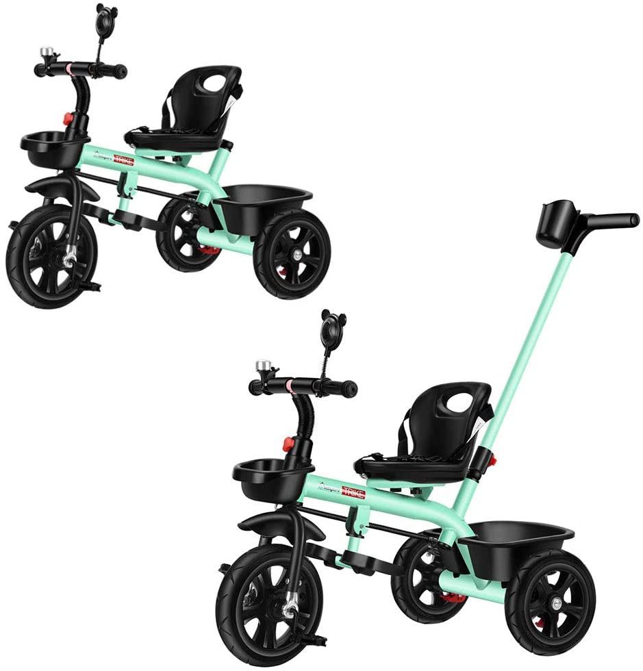 2 in 1 Kids Push Along Tricycle Baby Toddler Trike Bike 3 Wheel Ride On Toy