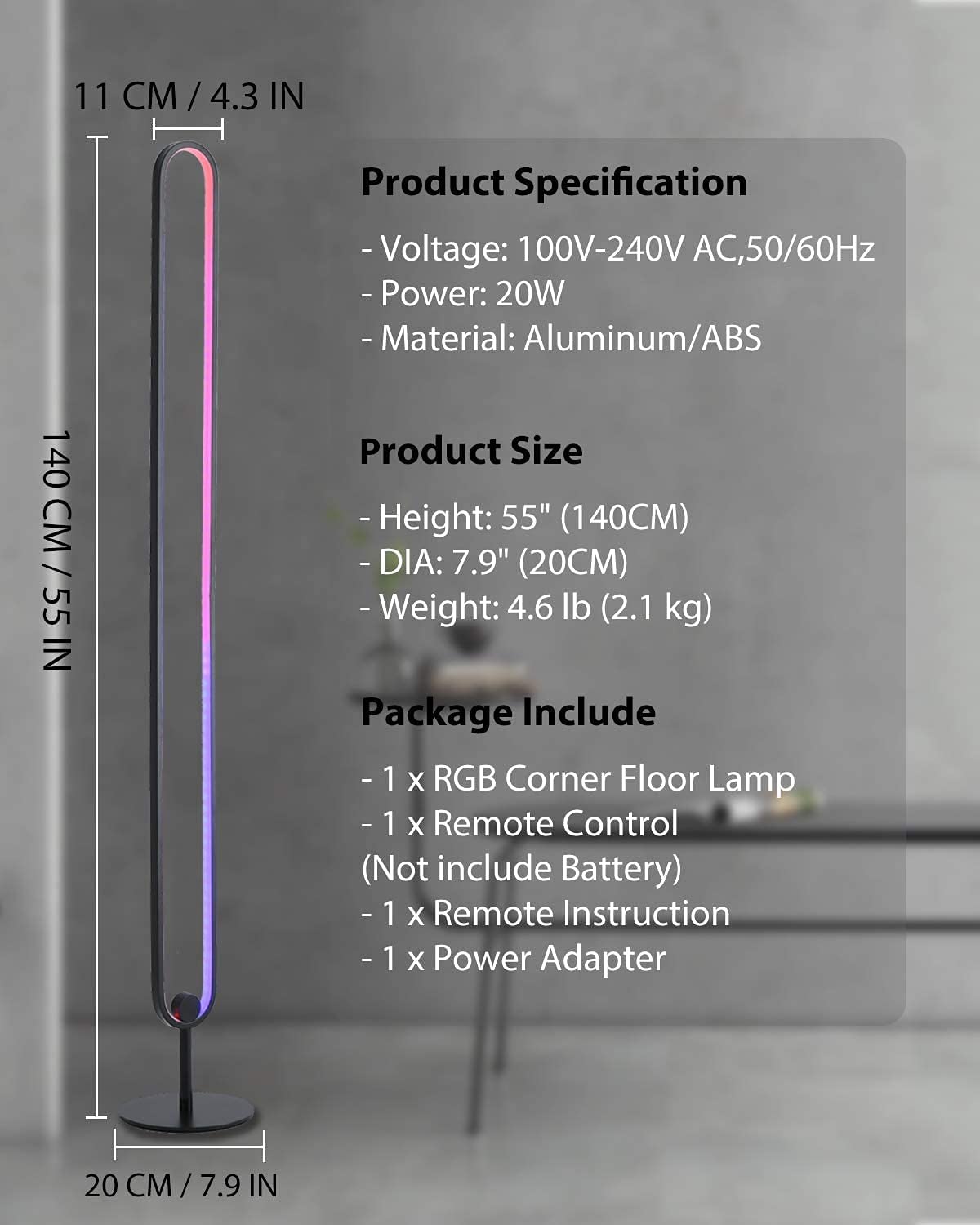 RGB Corner Floor Lamp