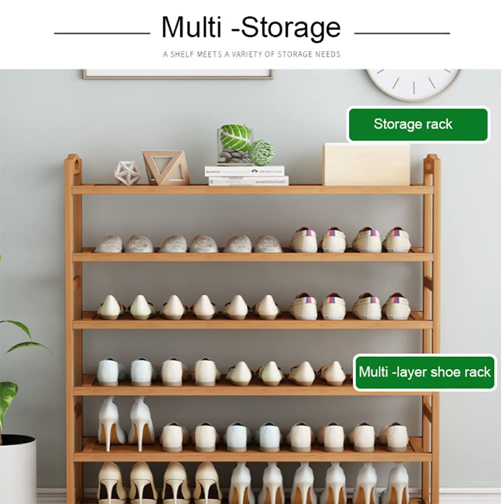 Bamboo Shoe Rack, 5 Tier Shoe Storage Stand Shelf Organizer, Wooden Plant Rack for Entryway, Hallway, Bedroom, Living Room, Bathroom, Corridor