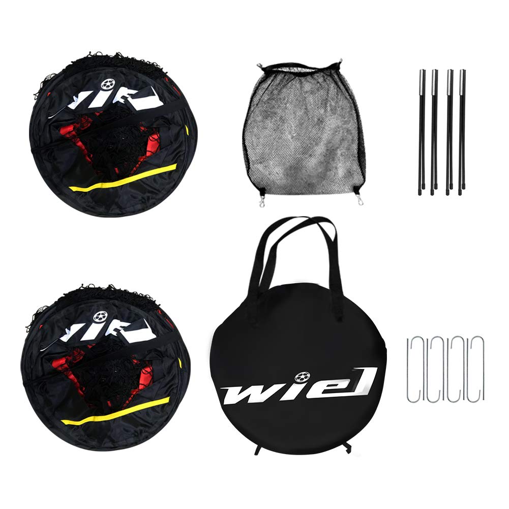 Pop Up Soccer Goals, Set of 2 Portable Kids Soccer Nets for Backyard Training and Team Game, 48x32 Inches Foldable Red/Black Goal Set with Carry Bag Includes Mesh Ball Compartment