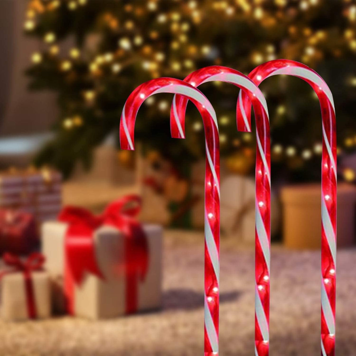 29 Inches Christmas Candy Cane Pathway Markers Set of 12 Christmas Indoor/Outdoor Decoration Lights 8 Blinking Modes