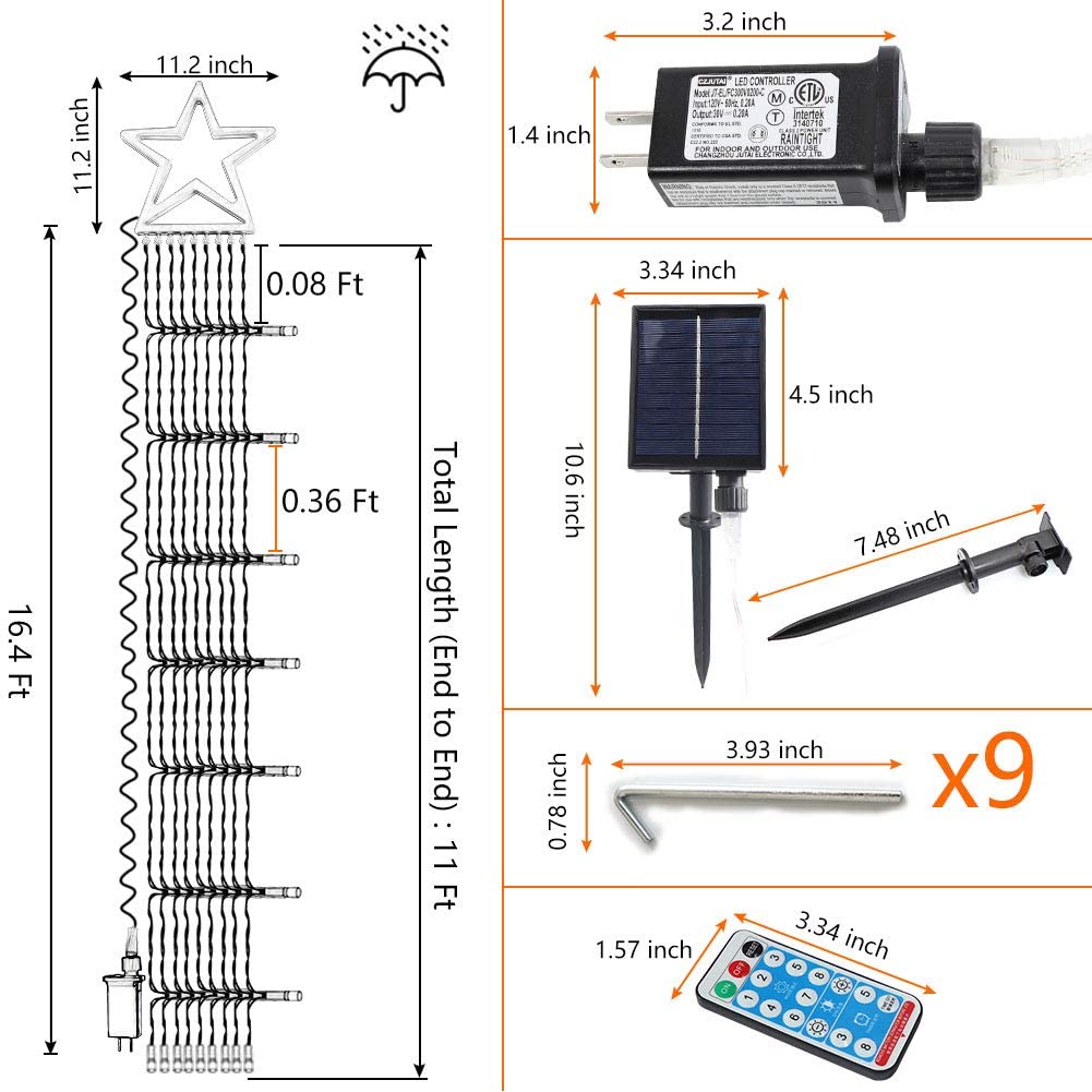Waterfall Christmas Star Lights LED Waterproof Tree Topper Lights (Multicolour)