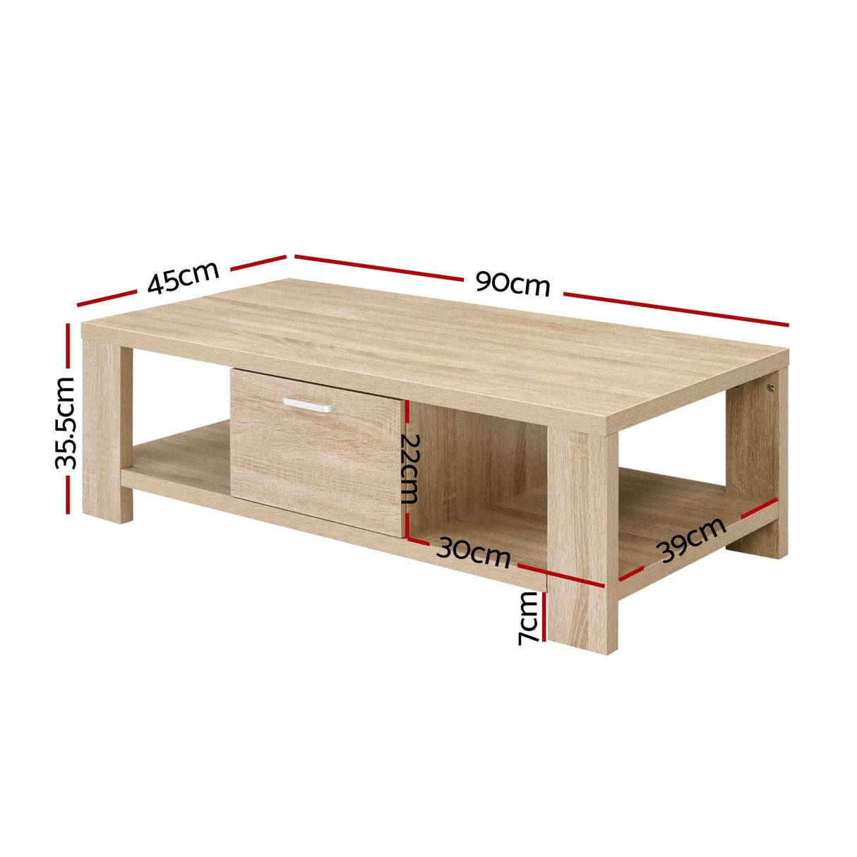 Artiss Wooden Coffee Table, Oak