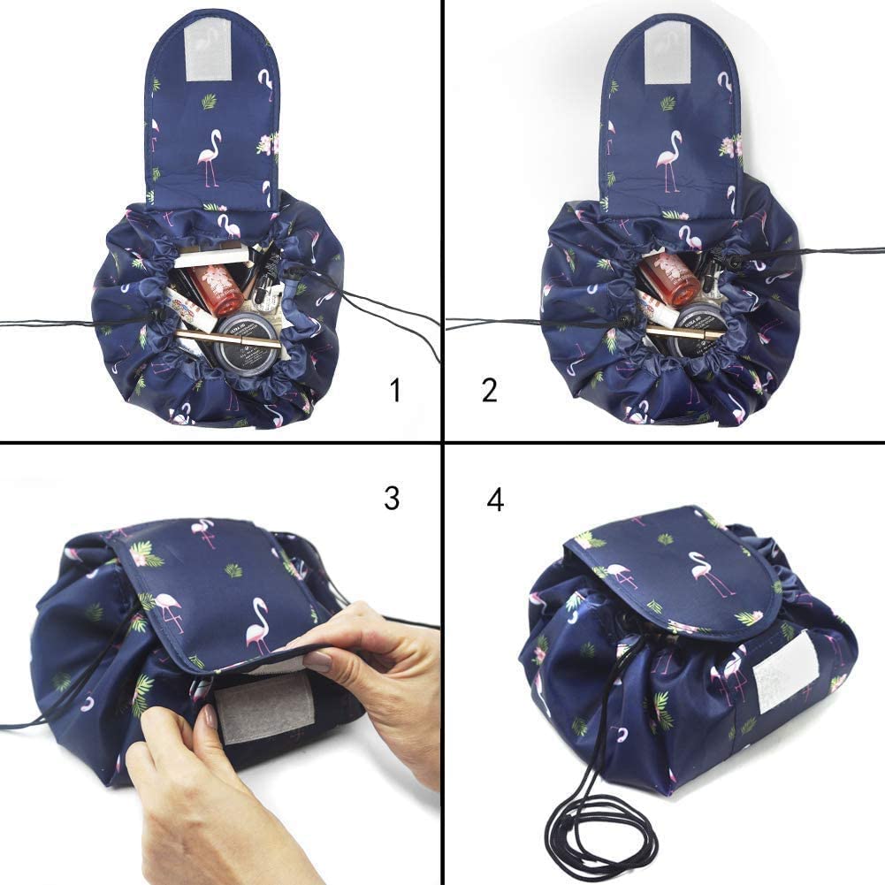 Portable Lazy Drawstring Makeup Bag (Flamingo)