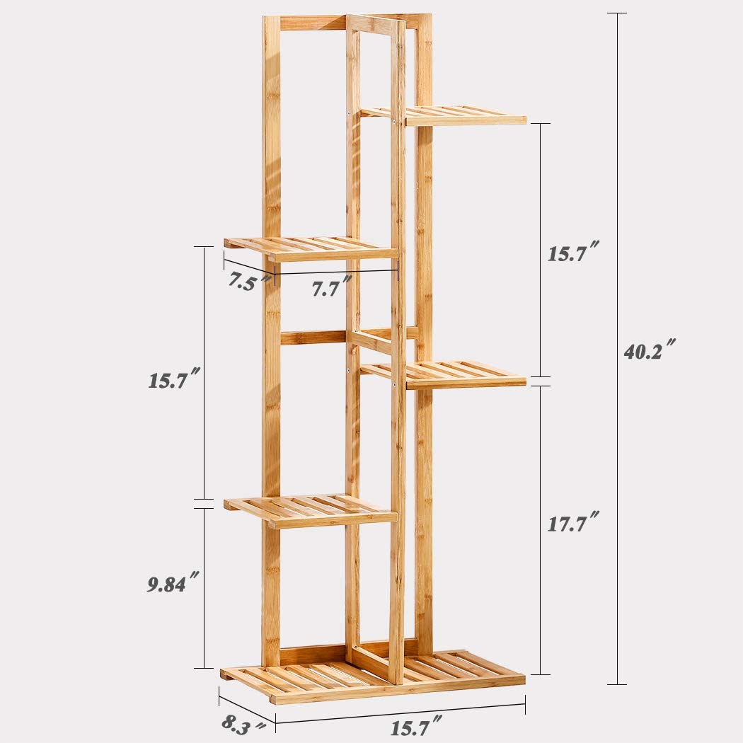 Bamboo 5 Tier 6 Potted Plant Stand