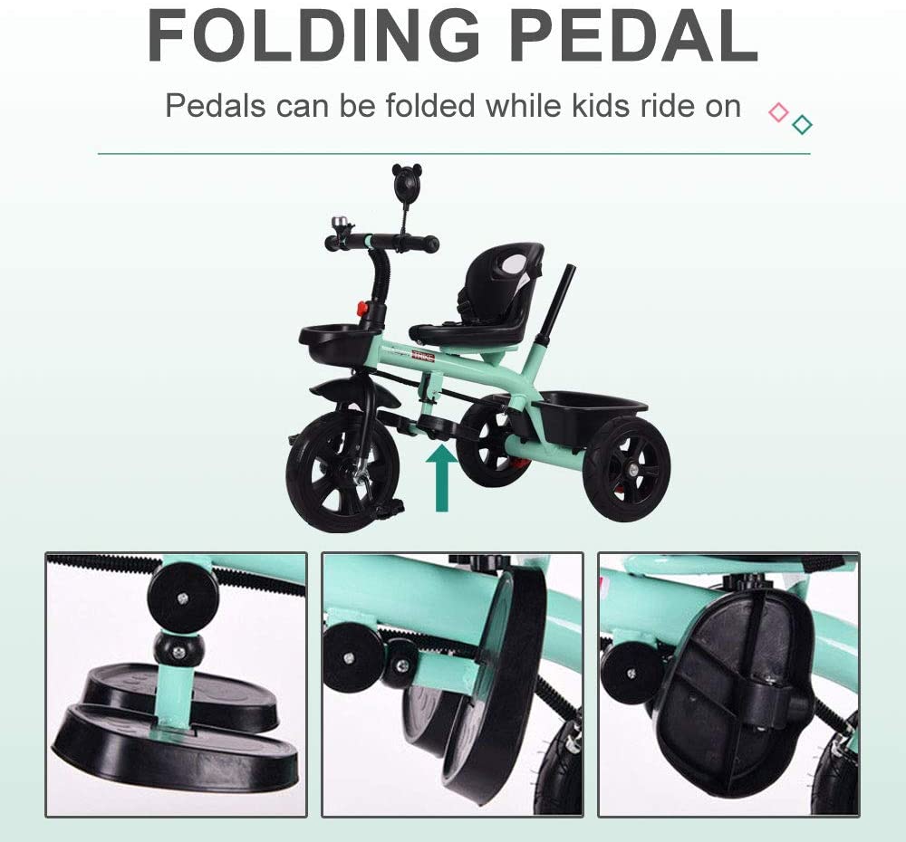 2 in 1 Kids Push Along Tricycle Baby Toddler Trike Bike 3 Wheel Ride On Toy