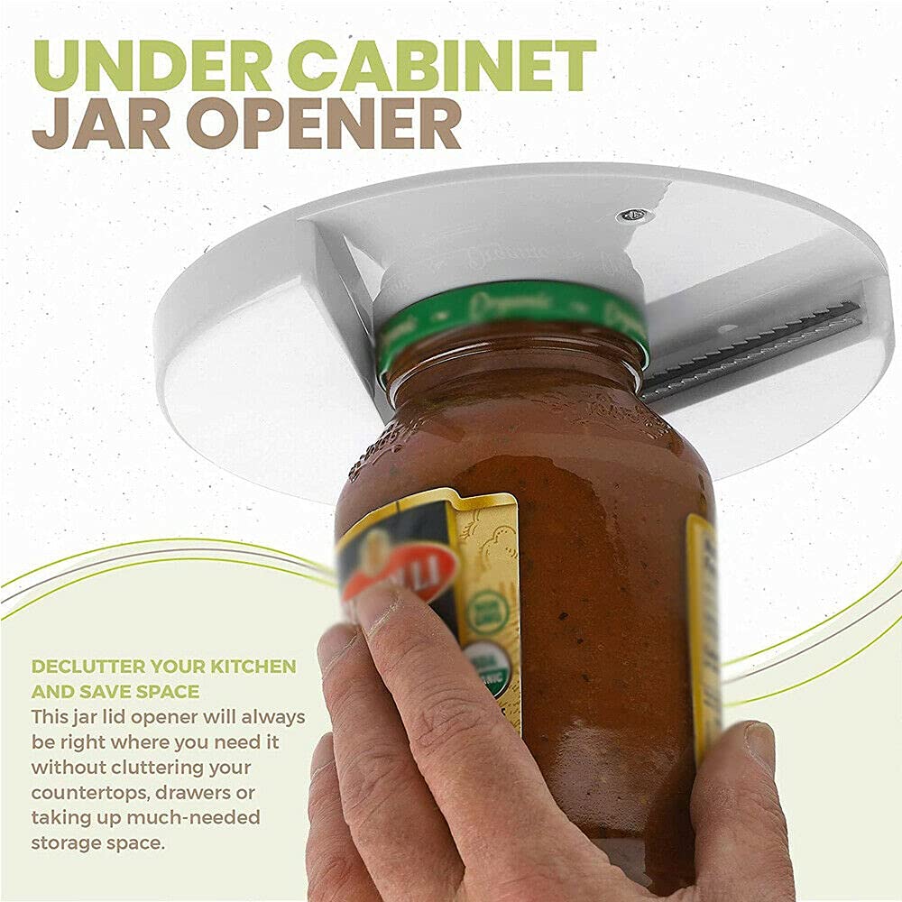 Under Cabinet Jar Opener, Undermount Lid Gripper Bottle Opener Multipurpose Tools for Weak Hands