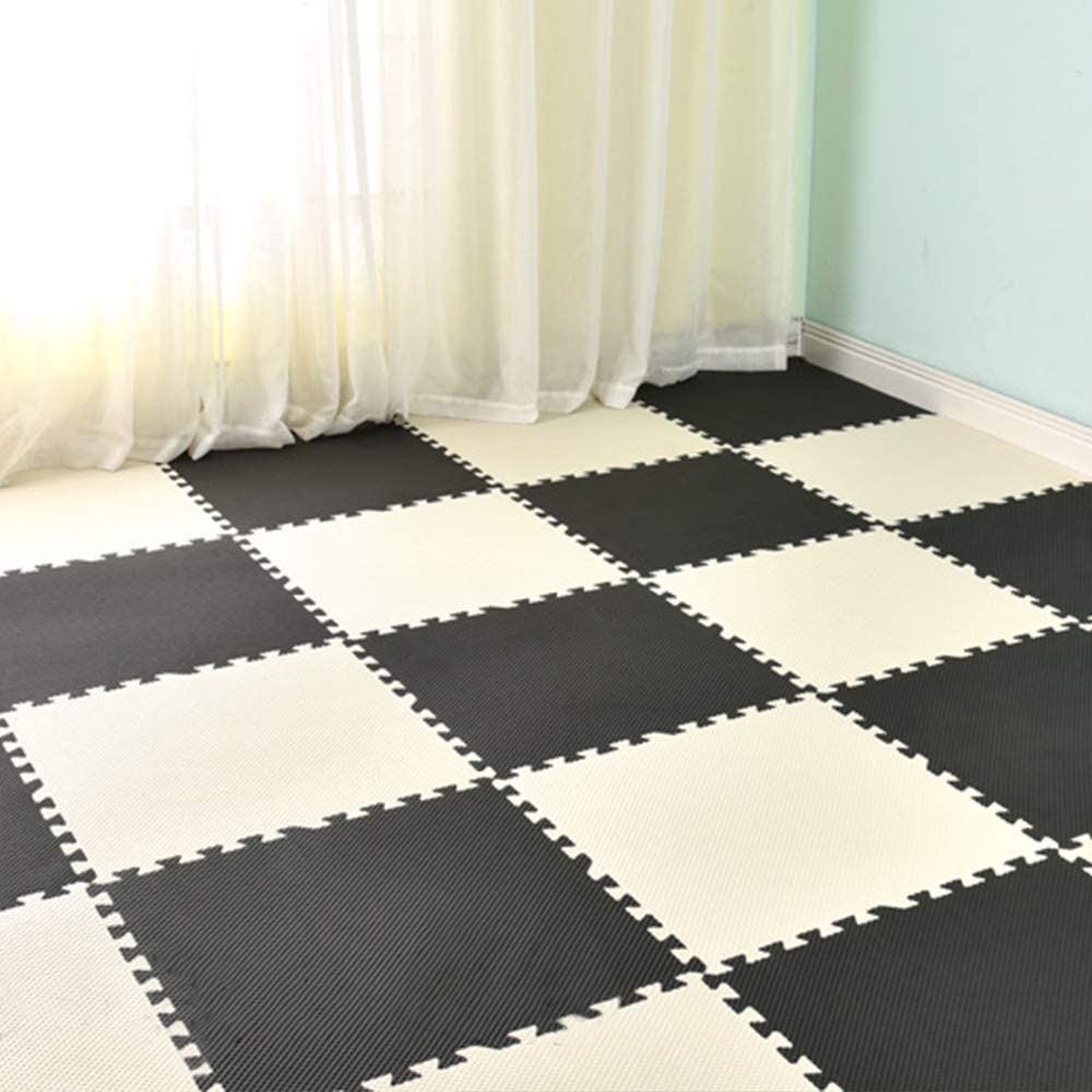 Thick Puzzle Exercise Mat 10mm with EVA Foam Interlocking Tiles, Protective Gym Flooring Mat for Exercise, MMA, Gymnastics and Home Gym (Black & White 6 Pack)