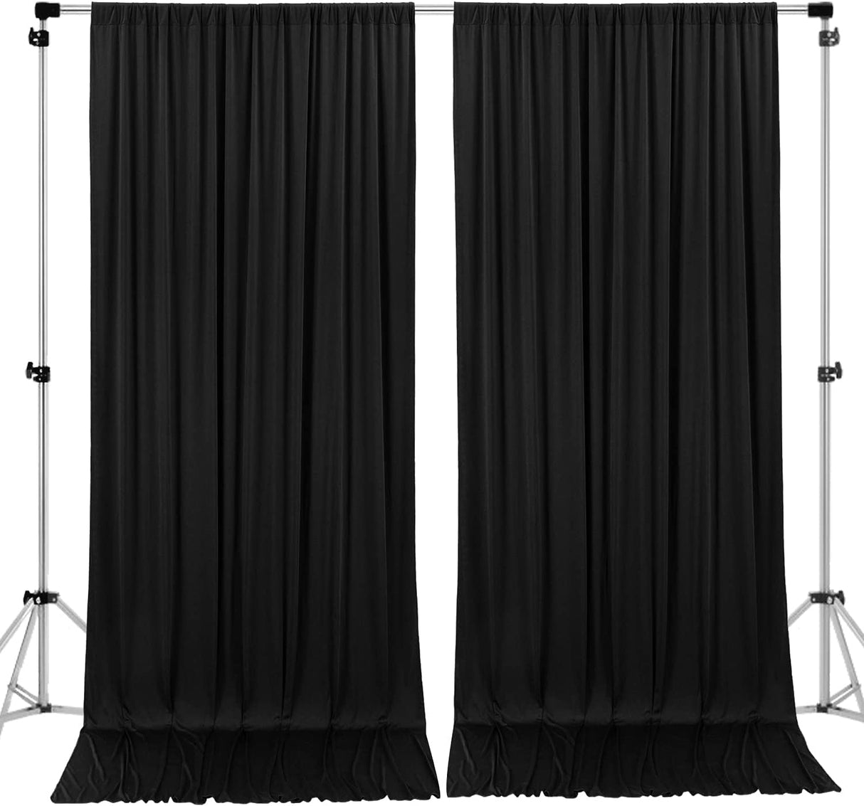 10 feet x 10 feet Polyester Backdrop Drapes Curtains Panels with Rod Pockets - Wedding Ceremony Party Home Window Decorations - Black