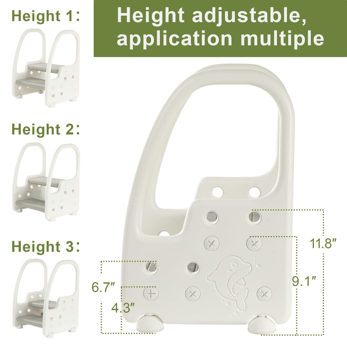 Step Stool for Kids,Toddler Step Stool with Handles and Non-Slip Steps, Two Step Stool for Toilet,Toddler Children Potty Training Kitchen Foot Stool,Gray