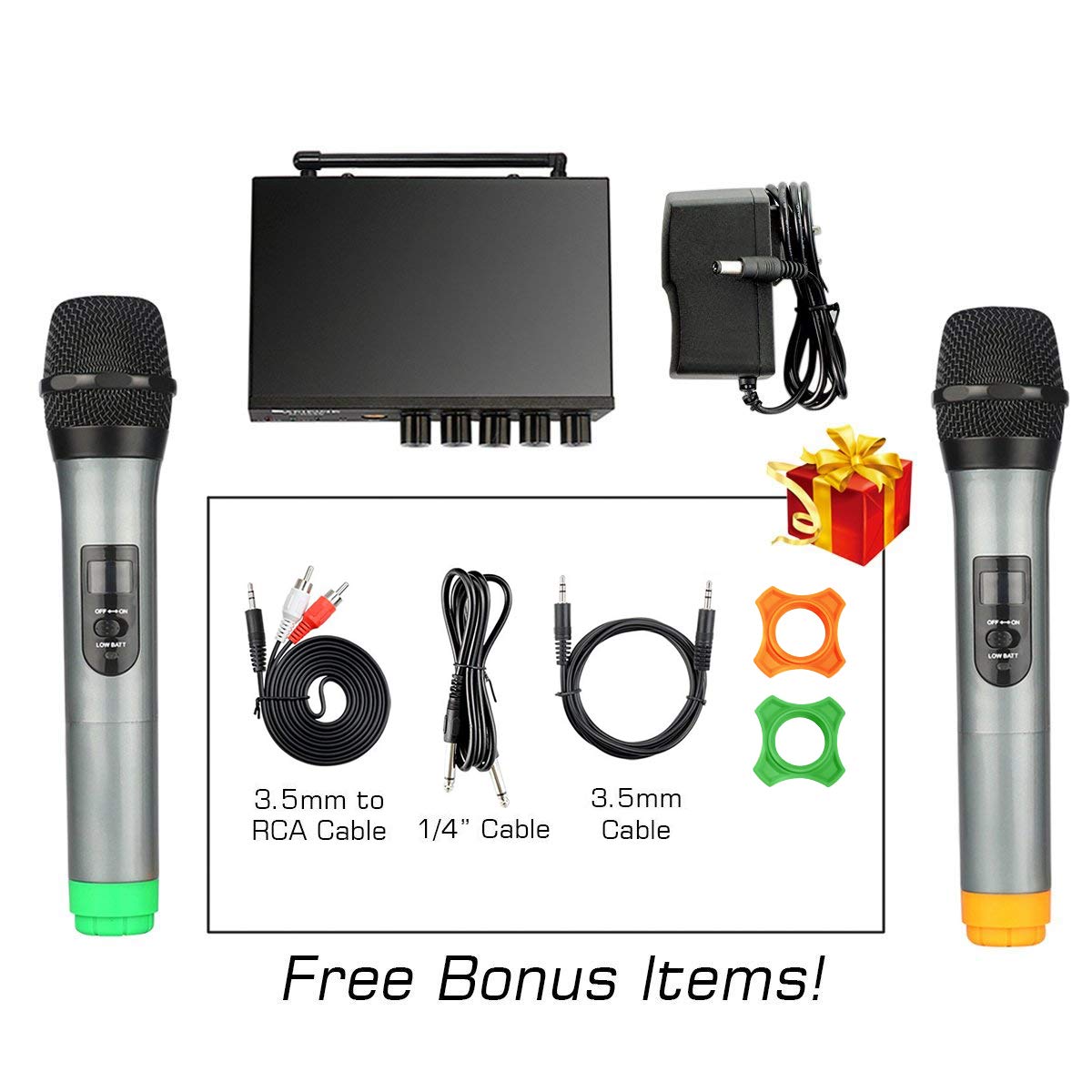 Dual Channel Wireless Handheld Microphone, Easy-to-use Karaoke Wireless Microphone System-K036