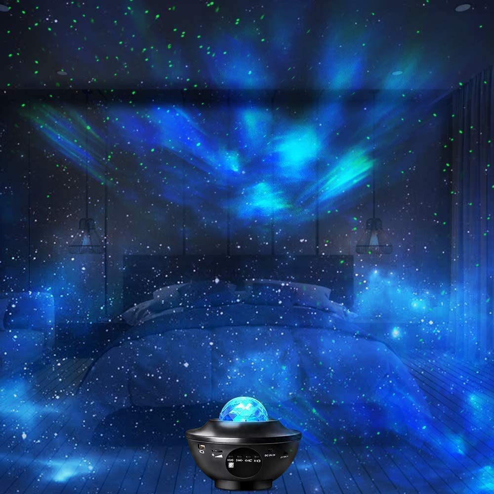 Galaxy Projector,Star Projector Light Ocean Wave Star Night Light ,Adjustable Lightness Remote Control Timer 10 Lighting Modes ,Built-in Music Speaker for Kids Bedroom Christmas Wedding Gift