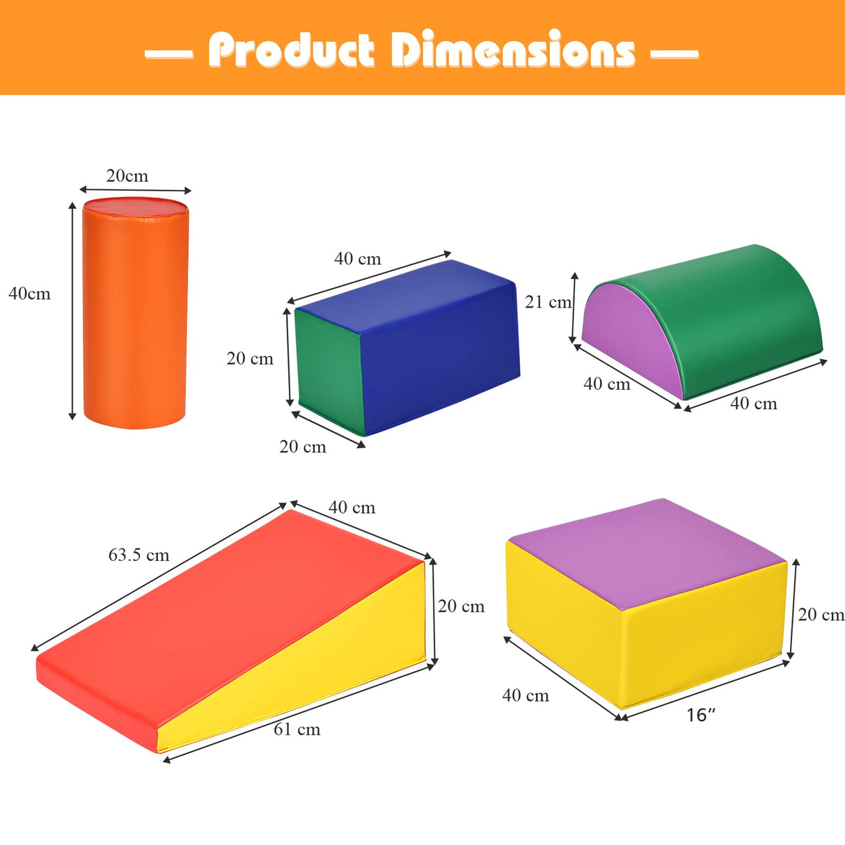 5PCS Kids Crawl & Climb Foam Play Set, Colorful Baby Foam Blocks to Crawling, Climbing, Walking, Children Educational Soft Play Equipment for Toddlers