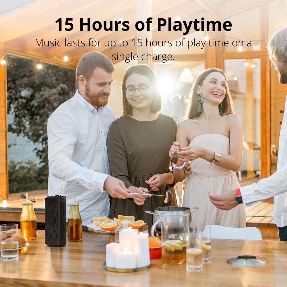 Waterproof Bluetooth Speakers, Tronsmart T6 Plus 40W Outdoor Speakers Bluetooth 5.0, IPX6 Portable Wireless Speakers with Tri-Bass Effects, 15-Hour Playtime with 6600mAh Power Bank, TWS, Built-in Mic