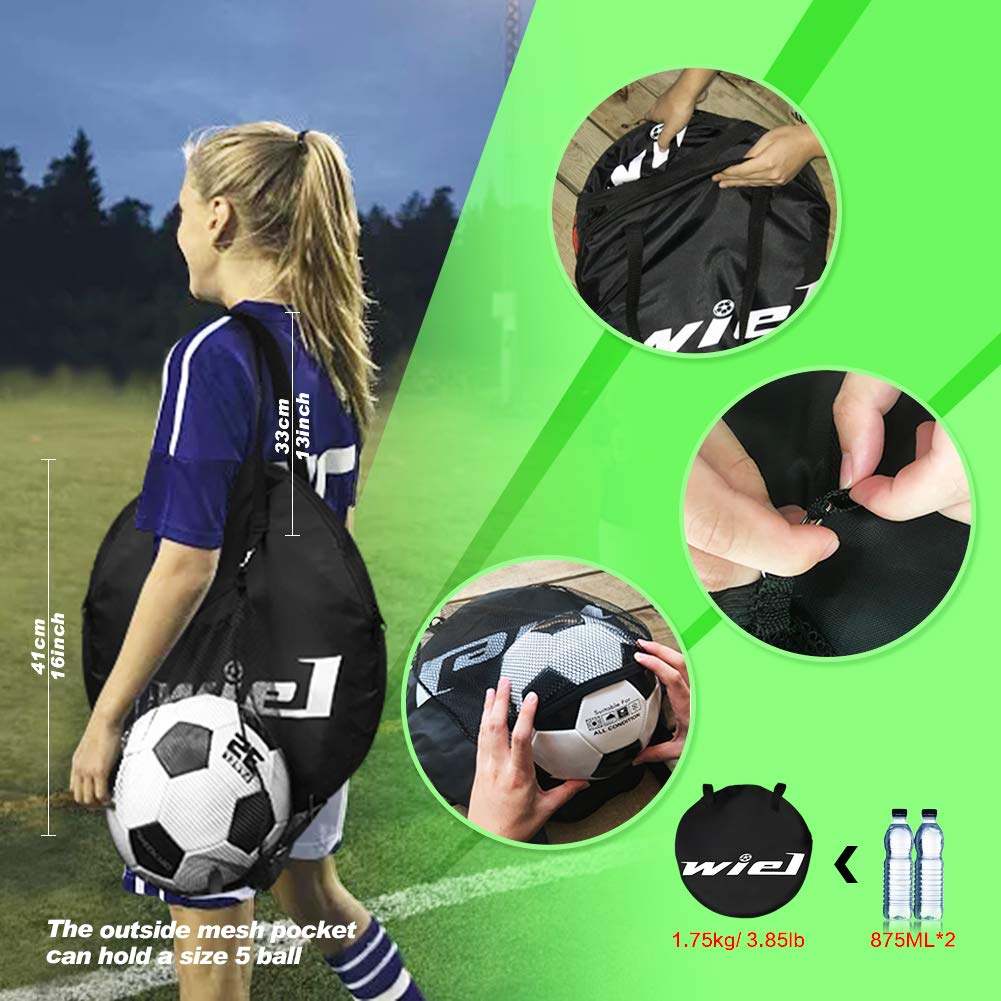 Pop Up Soccer Goals, Set of 2 Portable Kids Soccer Nets for Backyard Training and Team Game, 48x32 Inches Foldable Red/Black Goal Set with Carry Bag Includes Mesh Ball Compartment