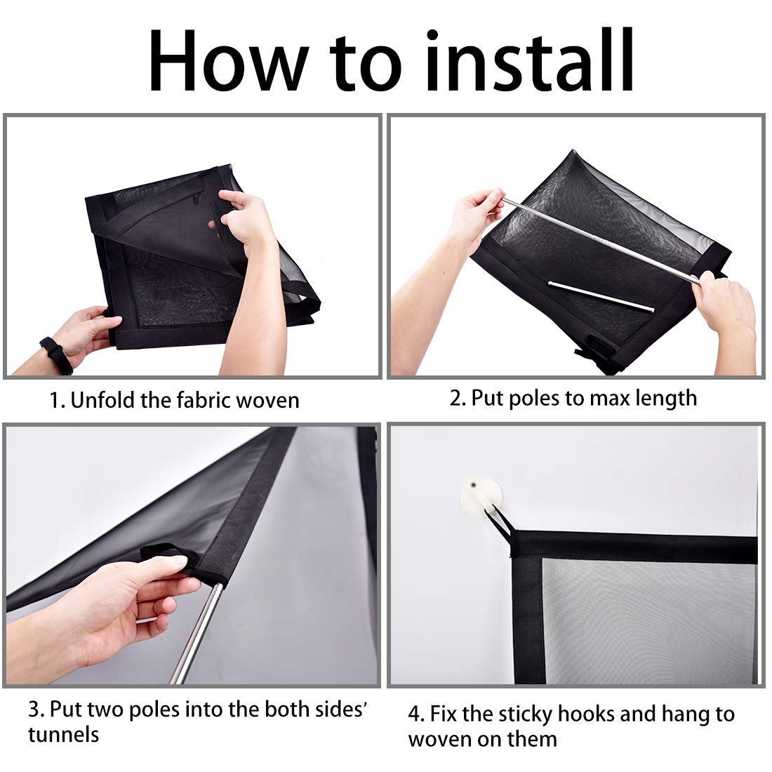 Magic Gate for Dogs, Dog gate, Pet Safety Gate, Portable Folding Mesh Magic Gate, Safet Gate, Safe Guard Install Anywhere, Safety Fence for Hall Doorway (Black)