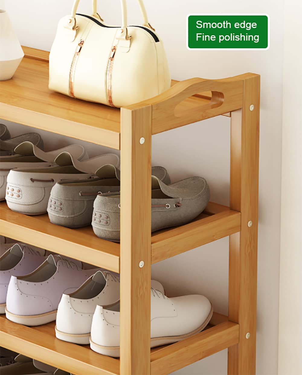 Bamboo Shoe Rack, 5 Tier Shoe Storage Stand Shelf Organizer, Wooden Plant Rack for Entryway, Hallway, Bedroom, Living Room, Bathroom, Corridor