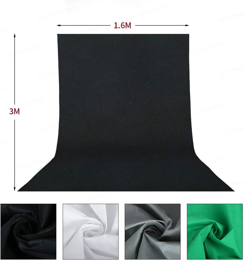 Studio Continuous Lighting Kit Softbox Kit Background Set -- 2 Softbox + 10*5.2ft Backdrops(Black White Green Gray) + 6.6*6.5ft Background Support + Light Stand + 2x25W 5500K LED Bulbs + Portable Bag