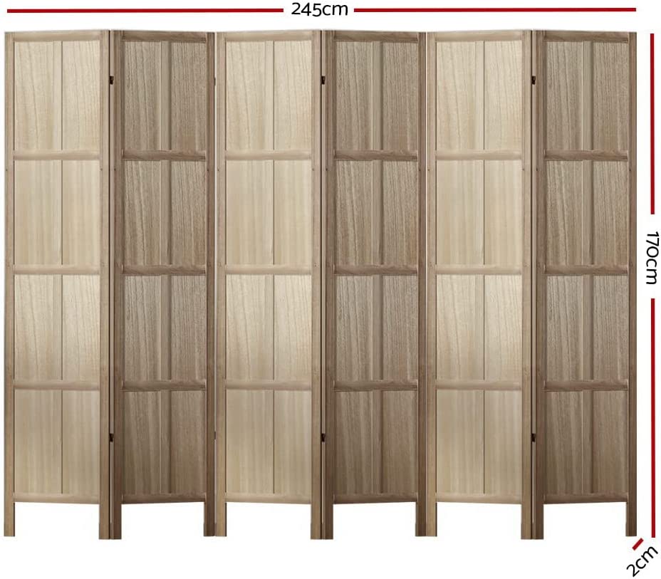 Room Divider Screen Privacy Wood Dividers Stand 6 Panel Brown